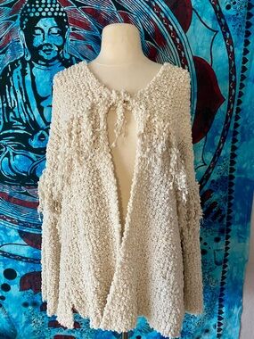 saltwater LUXE Cream Bouclé Open Cardigan
